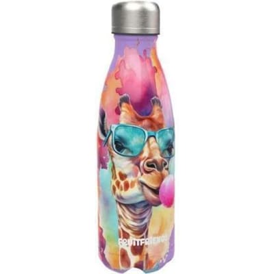 Lunchbuddies Funny Animals Giraffe PP dubbelwandige Stainless Steel Bottle 500ml Drinkflessen