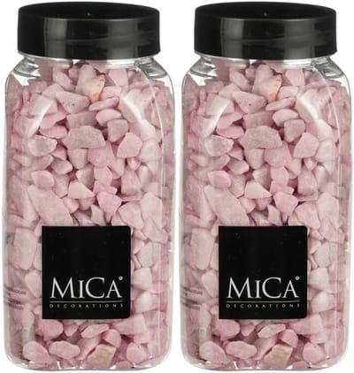 Mica Decorations decoratie steentjes - 2x - roze - 1 kilo - 650ml - hobby steentjes