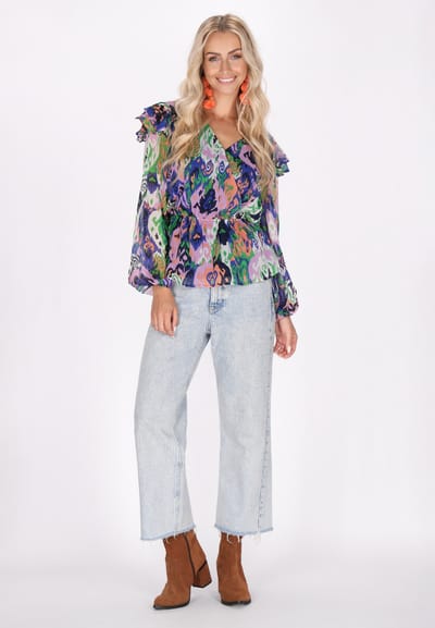 IZIA Blouse Dames Blauw Veelkleurig