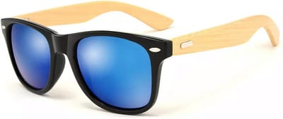 Houten festival zonnebril - blauw gepolariseerd - gepersonaliseerd - gravering