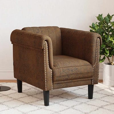 vidaXL Fauteuil kunstsuède bruin