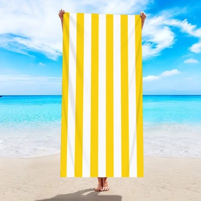 Strandlaken - 150x75cm - UltraSoft Microvezel Badlaken - Badlaken - Sneldrogend & Zandvrij - Lichtgewicht Strandhanddoek - Ideaal voor Strand, Sauna, Zwembad, Vakantie en Sport - Geel