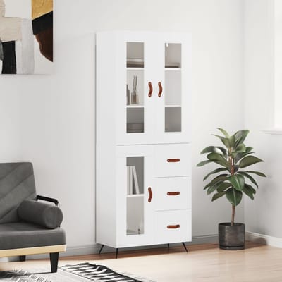 vidaXL - Hoge - kast - 69,5x34x180 - cm - bewerkt - hout - wit