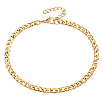 Fako Bijoux® - Enkelbandje - Enkelsieraad - Schakelketting - Gourmette - Cuban Link - Goudkleurig