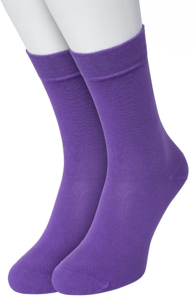 Bonnie Doon Basic Sokken Dames Paars maat 36/42 - 2 paar - Basis Katoenen Sok - Gladde Naden - Brede Boord - Uitstekend Draagcomfort - Perfecte Pasvorm - 2-pack - Multipack - Effen - Paars - Purple - OL834222.331