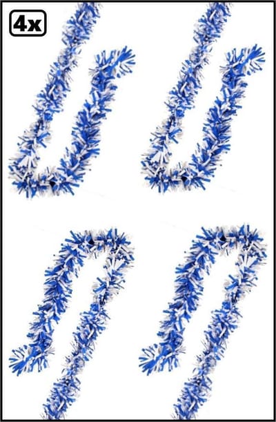 4x PVC folie draai guirlande blauw-wit 5 meter BRANDVEILIG