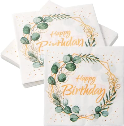 Dailygoods - 40 stuks papieren servetten voor verjaardag, servetten Happy Birthday, 33 x 33 cm, servetten voor decoraties, voor verjaardagsfeesten, feesten, tafeldecoratie