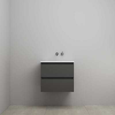 On-Line Onderkast - 60 cm - Voorgemonteerd - Acryl Wastafel - zonder Kraangat - Mat Antraciet