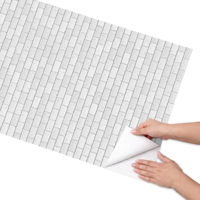Coloray Meubel Wrap Folie - Wit Meubelfolie - 65x130 cm - Decoratiefolie Zelfklevend Witte baksteen - Meubelfolie Zelfklevend - Minimalist Meubelfolie - Wrapfolie Keuken - Wanddecoratie - Architectuur