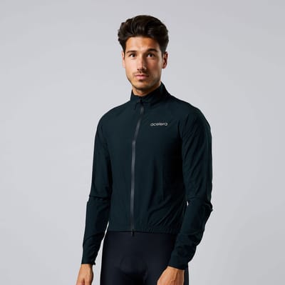 Acelera Pro Waterdicht Regenjack Heren Fiets - Opvouwbare Regenjas - Wielerjack - Fietsjas Heren - Zwart - Maat L