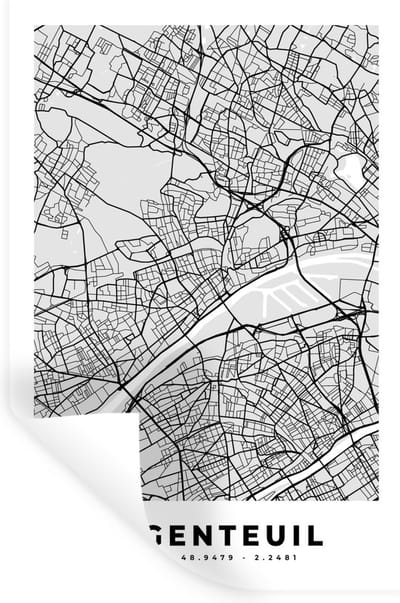 Muurstickers - Sticker Folie - Plattegrond - Kaart - Stadskaart - Frankrijk - Argenteuil - 20x30 cm - Plakfolie - Muurstickers Kinderkamer - Zelfklevend Behang - Zelfklevend behangpapier - Stickerfolie