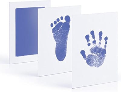 CHPN - Baby Voet- en Handafdruk Inktset - Lichtblauw - Incl. 2 witte kaartjes - 2 setjes - Voetafdruk baby - Handafdruk - Kraamcadeau - Geboorte - Moederdag - Vaderdag