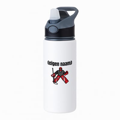 Hacebo® - ijshockey keeper met eigen naam waterfles met rietje zwart - Ijshockey - atleten - iemand die houdt van ijshockey - verjaardag - cadeau - kado - water fles - 650ML