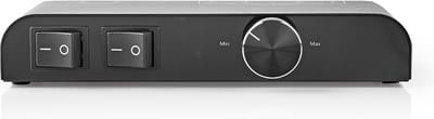 Nedis Speaker Control Box - 2 poort(en) - Banana - Luidspreker Impedantie: 4-16 Ohm - Maximale Belasting per Kanaal: 60 W - Volumebediening - Aluminium - Zwart