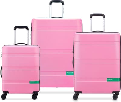 Delsey Paris x United Colors Of Benetton - Kofferset Now - 3 delig - Handbagage 34L + ruimbagage 65L en 93L – Roze