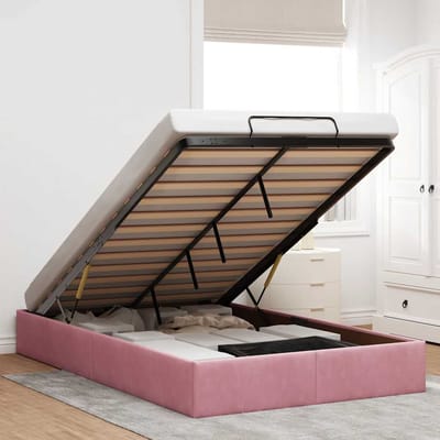 vidaXL - Bedframe - zonder - matras - 120x190 - cm - fluweel - roze