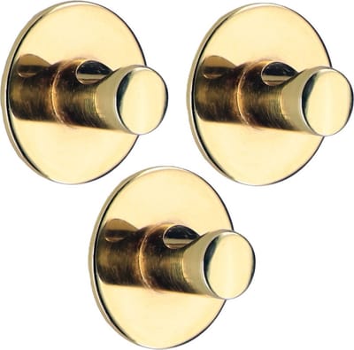 Tendance Plakhaakje rond - 3x stuks - Diameter 4 cm - Zelfklevende ophang haakjes - zink - goud - keuken/badkamer haken
