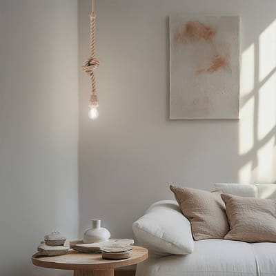 Opviq Hanglamp AYD, beige, kabel, hoogte 70 cm, E27, handgemaakt