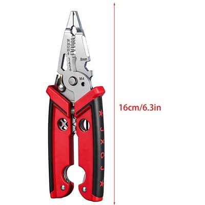 Draadtangenset Striptang Krimptang Kabelknipper Verstelbare draadstrippers Multifunctionele elektrische draadstriptang Krimptang Terminal Handgereedschap 18 In 1 Multi-function rood