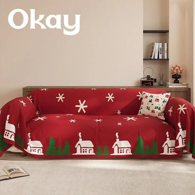 Kerstversiering bank Bankhoes stretch Hoekbankhoezen L-vormige bankhoes Beschermer Bankhoes Dunne stof 180x130cm 1pcs
