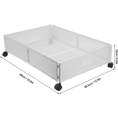 Opbergbakken voor onder bed met wielen Ruitpatroon Uittrektype Afneembaar Metalen Schoenenrek voor onder bed wit