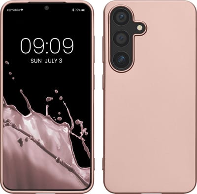 kwmobile telefoonhoesje geschikt voor Samsung Galaxy S25 - Hoesje voor smartphone - Back cover in metallic roségoud