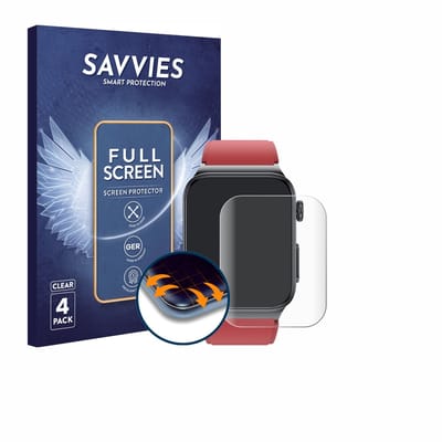 Savvies - Screenprotector voor Watchmark Kardiowatch Cardio One - Folie Beschermfolie transparant volledig dekking 4 Stuks