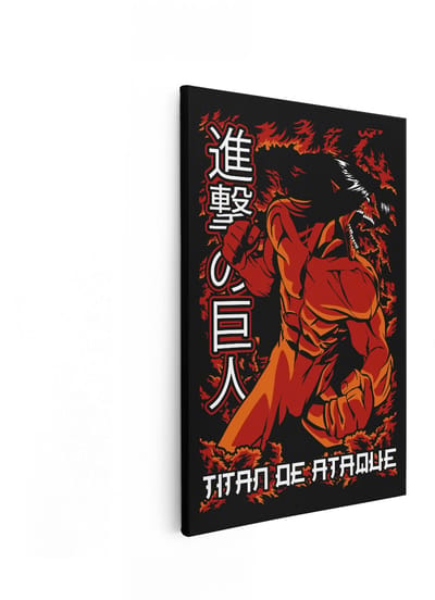 Artaza Canvas Schilderij Anime Titan - 20x30 cm - Wanddecoratie Japan - Muurdecoratie Mannen - Kamer Accessoires Rood