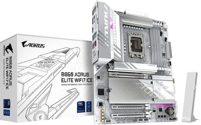 GIGABYTE B860 AORUS ELITE WIFI7 ICE Moederbord - Intel B860 - Intel LGA1851 - DDR5 RAM - ATX