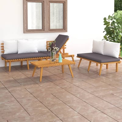 vidaXL - 3-delige - Loungeset - met - kussens - massief - acaciahout