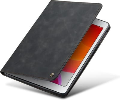 Casemania Hoes Geschikt voor Apple iPad 5 - 9.7 inch (2017) Charcoal Gray - Book Cover
