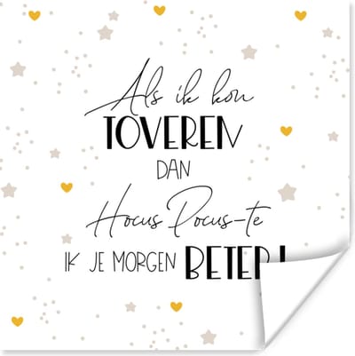 Poster Get well soon - Quote - Hart - Hocus pocus - 100x100 cm XXL