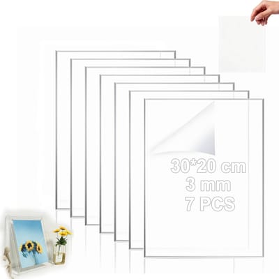 7 stuks acrylglas plaat, 30 * 20 cm acrylplaat transparant, kunststofplaat 2 mm voor fotolijsten, borden, tafelstandaards, naambord, lasermateriaal, DIY-projecten
