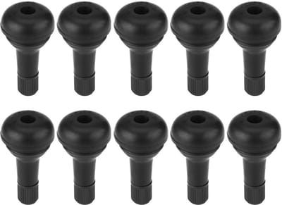 Dailygoods- Ventielschacht 10 Stuks - Drukventiel TR415 - Rubber/Metaal - Zwart - 48 mm - Duurzaam en Praktisch - Bandenventiel