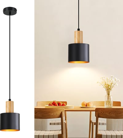 NETTLIFE Hanglamp - Vintage Design - Zwart - E27 - Max.40W - Hoogte Verstelbaar - Voor Eetkamer Slaapkamer Keuken Eettafel-excl. lichtbron
