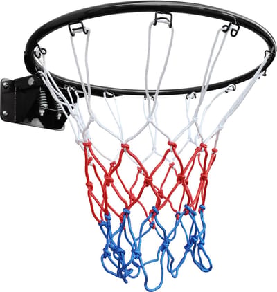Basketbalring 46 cm - Wandmontage Dubbele Veer - Vervangbaar met Net Indoor Outdoor - Staal - Zwart