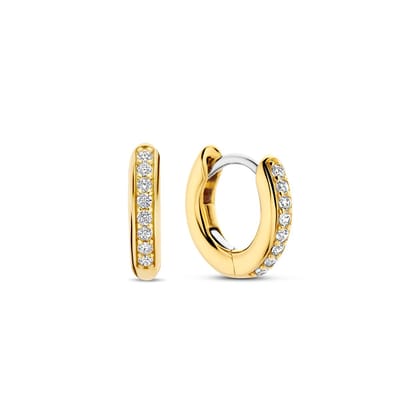 TI SENTO Dames Oorbellen - 925 zilver - Zirkonia met geel verguld - 7954ZY