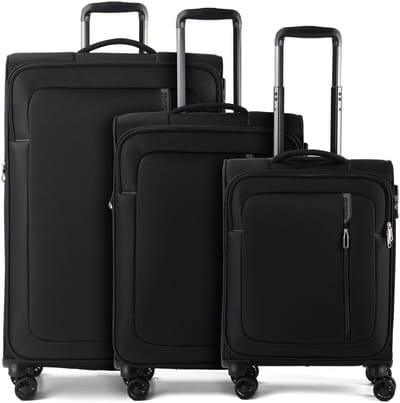 American Tourister Nitestream 4 wielen Kofferset 3-delig met uitbreidingsplooi - Zachte bagage - TSA slot - black-grey