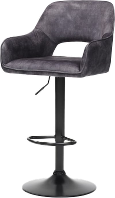 Barkruk Céline Antraciet - Velours - Set van 2 - Geschikt voor kookeiland - Ja - In hoogte verstelbaar - Zithoogte 62 - 83 cm - Zitdiepte 47 cm - Met armleuning