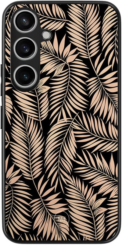 Hoesje geschikt voor Samsung Galaxy A35 5G - Palm silhouette - TPU Hard Case Backcover - Zwart, Bruin - Mooie Telefoonhoesjes