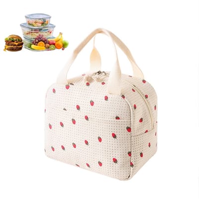 Unisex Lunchtas — Leuke, Herbruikbare Corduroy Lunchtas — Geïsoleerde Lunchbox met Grote Inhoud — Ideaal voor Werk — Maaltijdhouder — Thermotas — Waterdichte & Draagbare Handtas — Koeltas — 25,5 x 21 x 17 cm