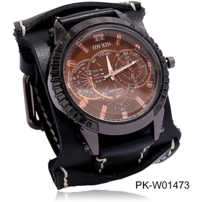 Vintage Horloges Heren Echt Leer Wijzerplaat Riem Band Punk Horloge Brede Koeienhuid Armband & Armbanden Voor Dames Mannen Sieraden gray
