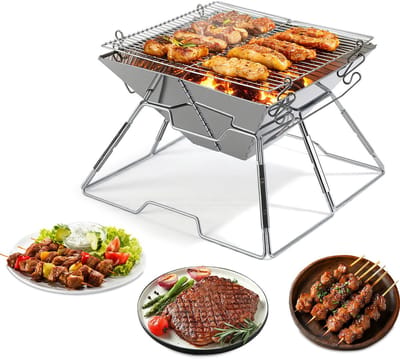 Draagbare Camping Barbecue – Opvouwbare Houtskool BBQ voor Onderweg en Vakantie