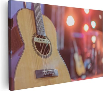 Artaza Canvas Schilderij Akoestische Gitaar - 30x20 cm - Klein - Muurdecoratie Muziek - Wanddecoratie Woonkamer - Kamer Accessoires