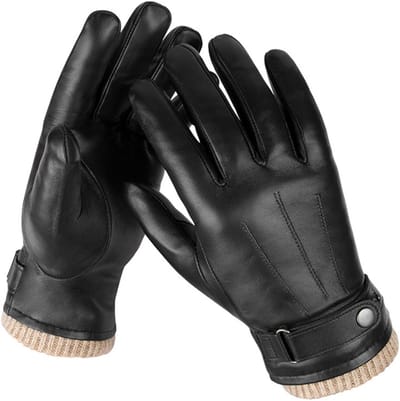 Heren leren handschoenen - Winterhandschoenen van schapenvacht
