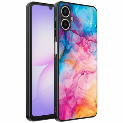 Geschikt voor Samsung Galaxy A07 Telefoonhoesje met Regenboog Acryl Marmer Opdruk - TPU Backcover Case Rainbow Acrylic Marble Design - Smartphonica geschikt voor Samsung Galaxy A07