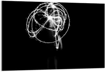 Acrylglas - Vuurwerk Figuur met Zwarte Achtergrond - 120x80cm Foto op Acrylglas (Met Ophangsysteem)