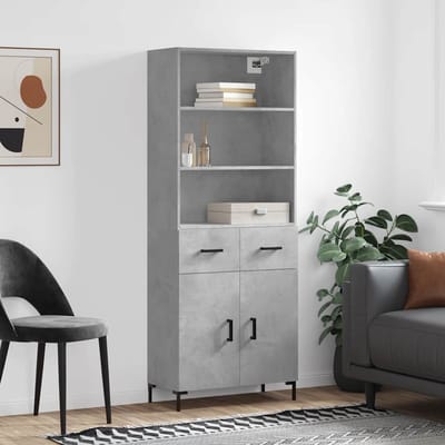 vidaXL - Hoge - kast - 69,5x34x180 - cm - bewerkt - hout - betongrijs