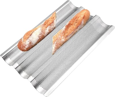 Broodbakpan - Bakplaat voor brood - Brood bakken thuis - Voor 3 broden - 38.9 x 25.3 cm - Zilver