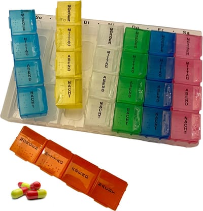 Pillendoos 7 Dagen met 4 dagdelen pillendoosje - 28 Vakken - Grote vakken - Handig in Gebruik - Sluit Goed - Medicijn Doos - Medicijnendoos (Kleur)
